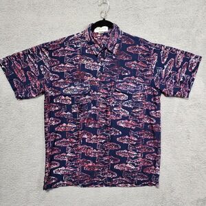 Orvis Shirt Mens Medium Navy‎ Red Fly Fish Button Up Lightweight Outdoor